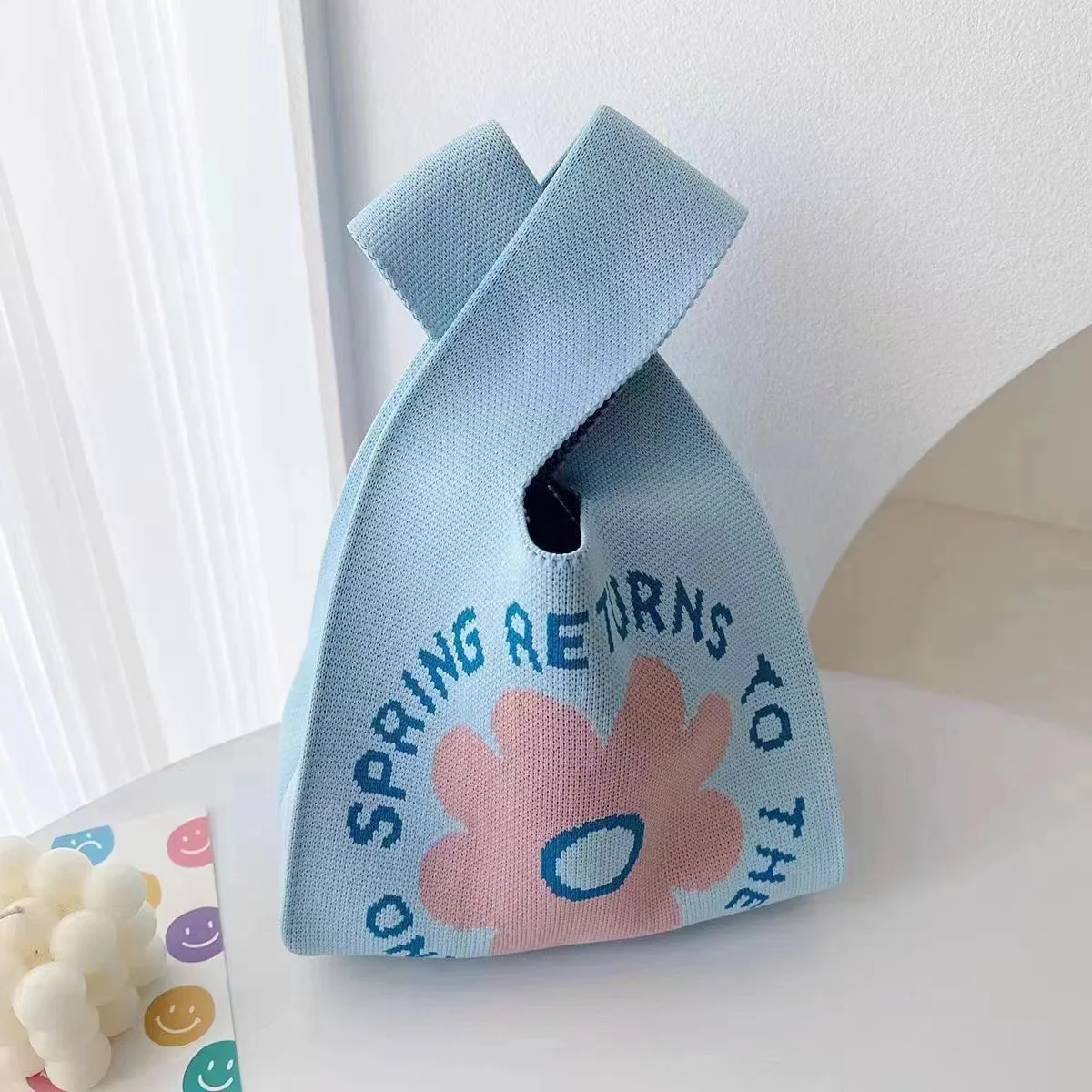 

Толстая вязаная подарочная сумка-тюльпан — портативная сумка ручной работы крючком для сувениров и подарков