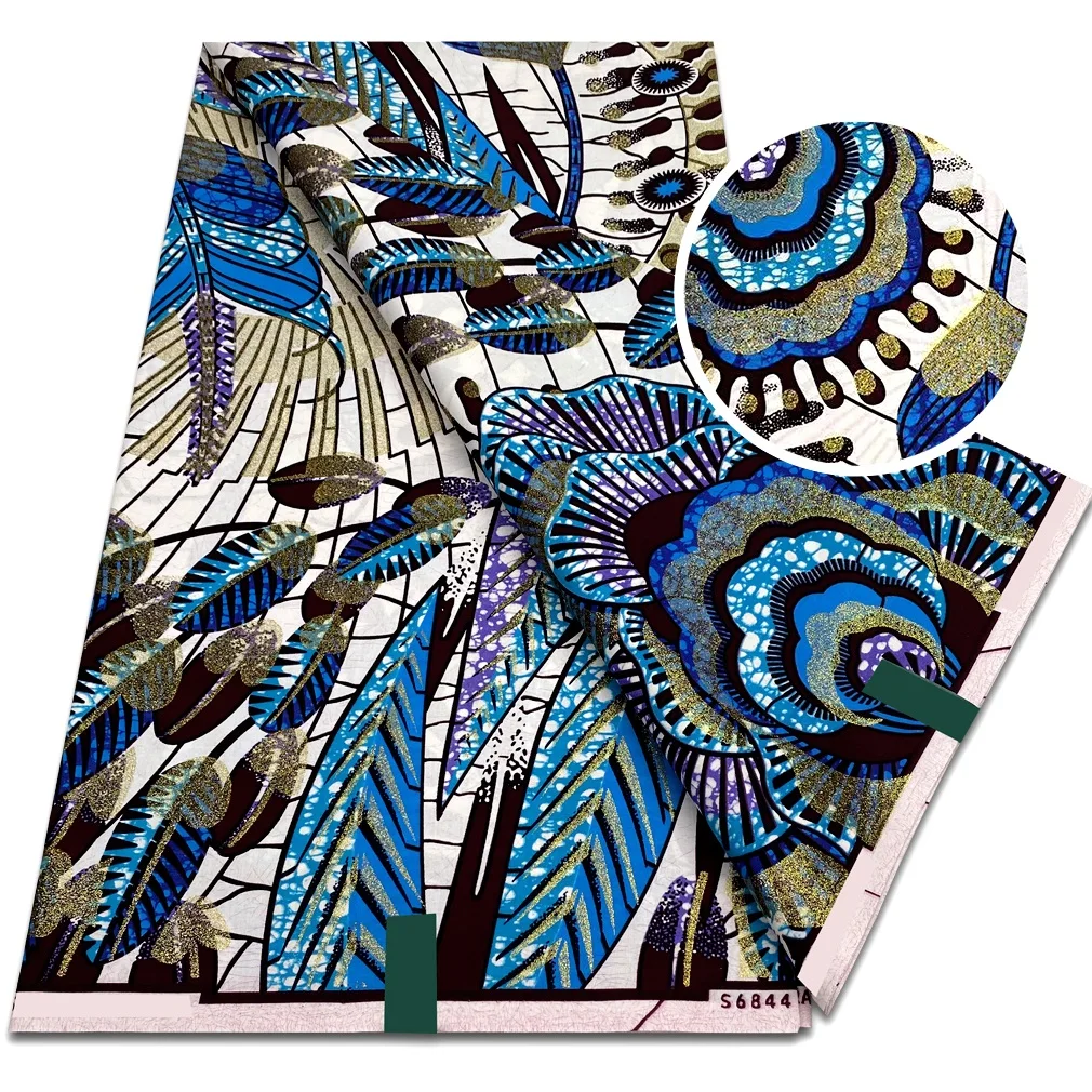 Nieuw ontwerp Afrikaanse Flash Gold Print Stof Zachte Ankara Wax Stof 6 yards Echte Afrikaanse Gouden Stof 2025 Grand Super Batik