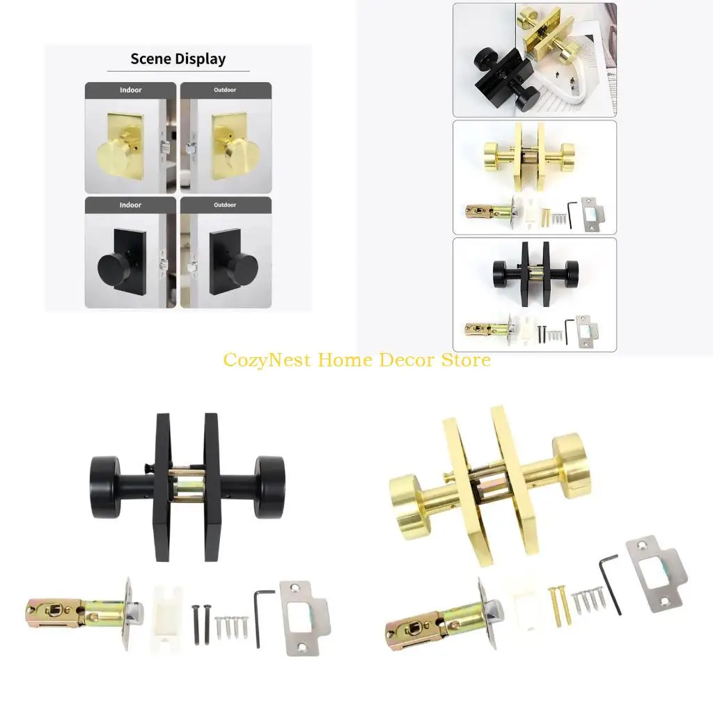 

92MF Zinc Alloy Door Lock And Handle Set Ergonomic Design Household Round Bathroom Lock For Modern Homes And Offices