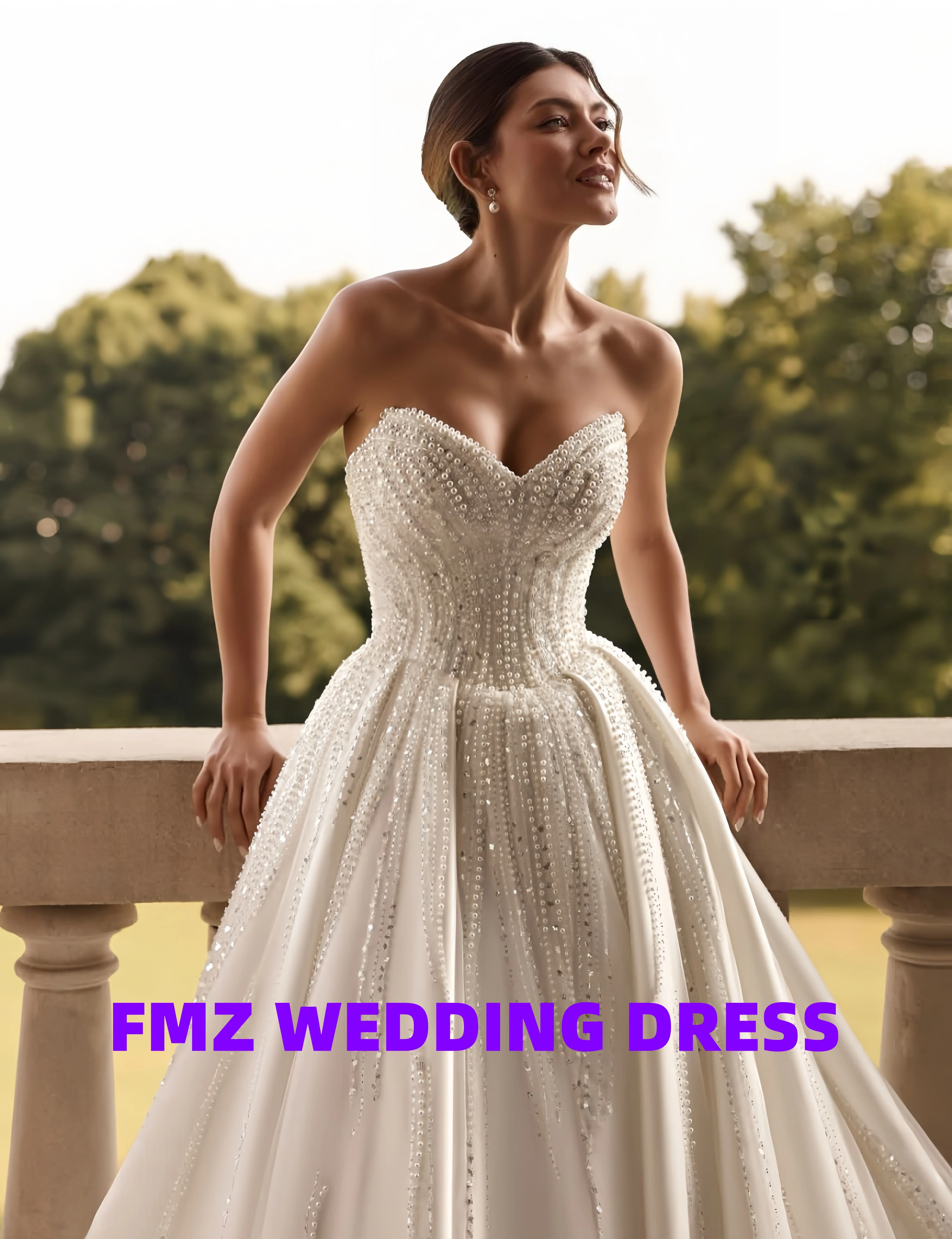 Maßgeschneidertes, ärmelloses A-LINE-Satin-Damenhochzeitskleid mit süßem Kragen, Vestidos de Novia, Robe de Mariee