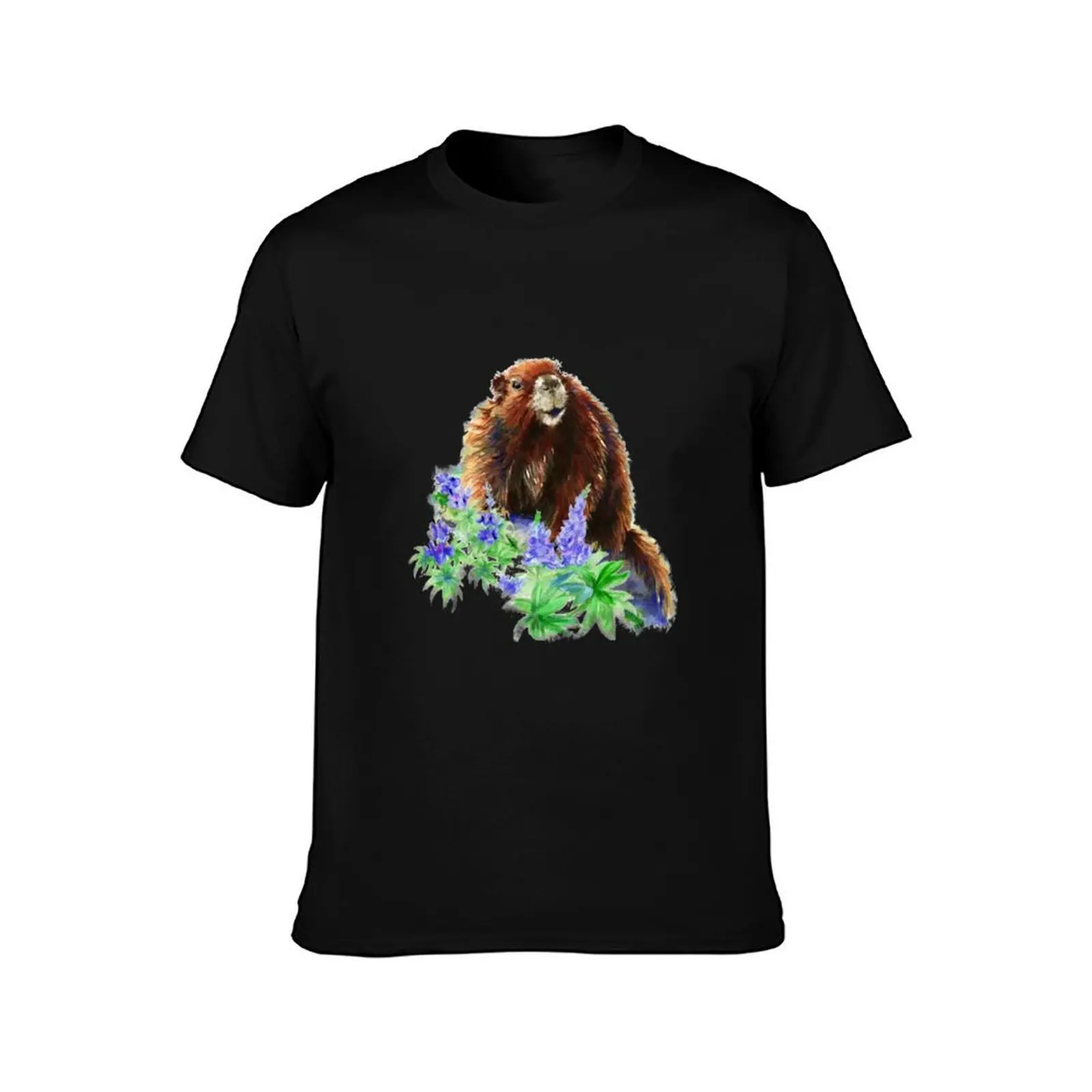 Marmot, Groundhog, Woodchuck,Watercolor Animal T-Shirt Quick Dry Outdoor Sports T-Shirt