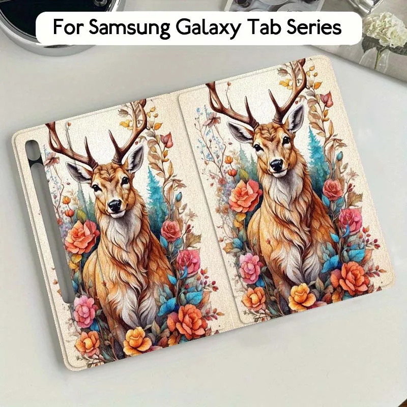 

Cartoon Art Cattle Flower Gift For Samsung Galaxy Tab S10 S9 S8 S7 FE Lite Soft Flexible Support Tablet Case