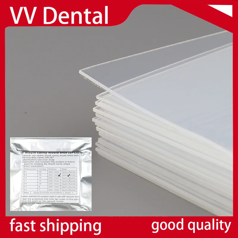 Folha de plástico ortodôntica para laboratório, 15/20 peças, folha formadora a vácuo, macia/duro 0.8/1.0/1.5/2.0mm, material termoformado