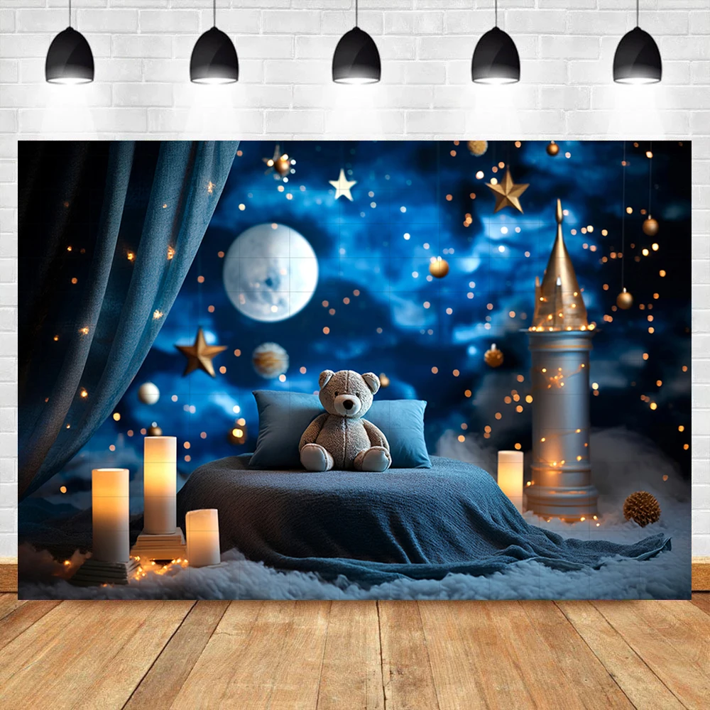 Universe Space Galaxy Rocket Background Photography Starry Sky Cloud Mars Children Shower Boy Happy Birthday Backdrop Custom