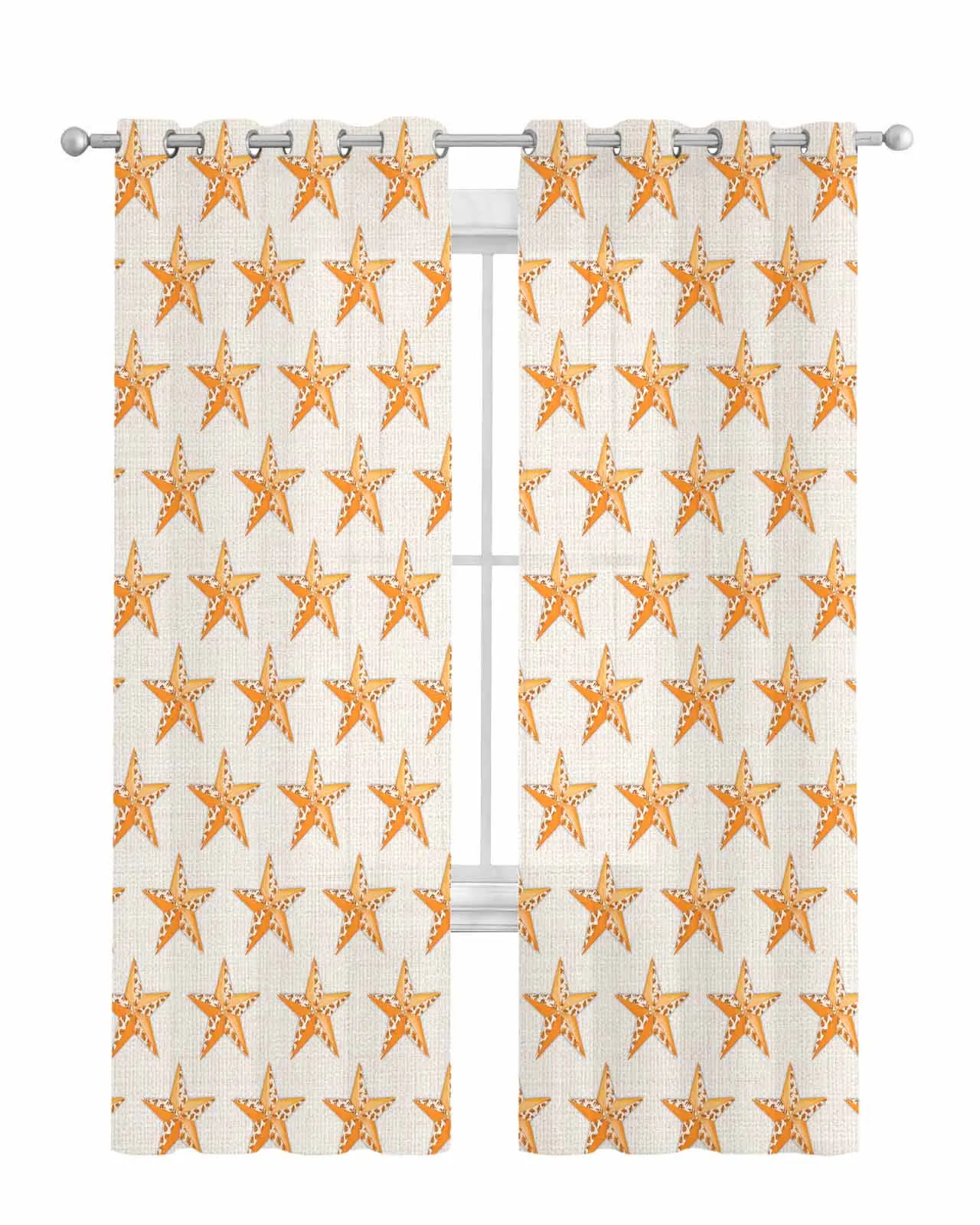 Autumn Orange Maple Leaf Pentagram Texture Bedroom Curtains for Rooms Luxury Living Room Curtains Bathroom Curtain Kitchen Home