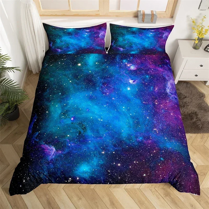 

3pcs Starry Sky Duvet Cover Set Galaxy Space Bedding Set Planet Themed Quilt Cover Set 3D Print Polyester Gifts for Kids Bedroom