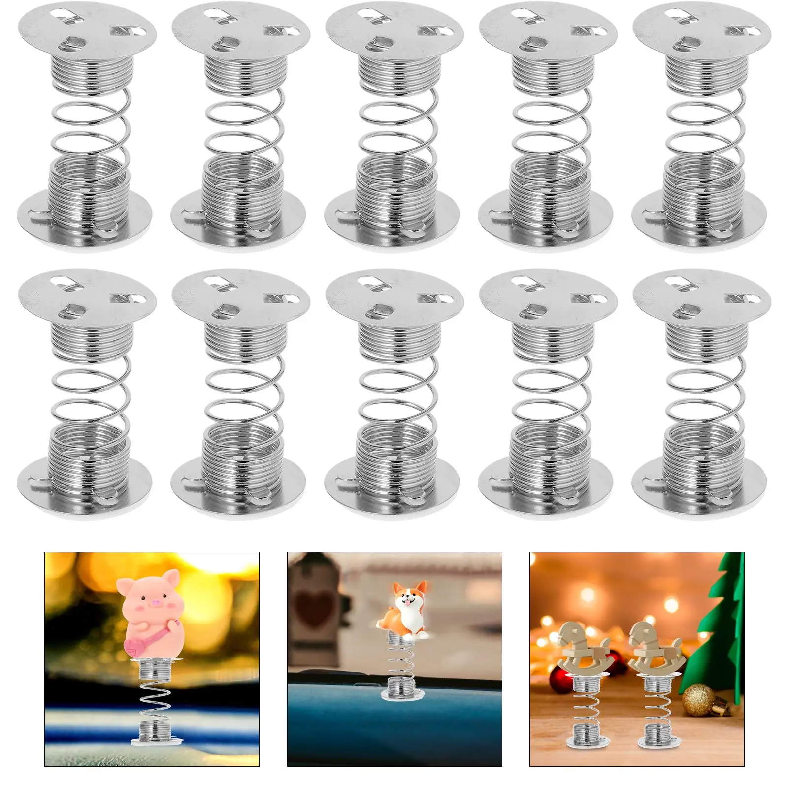 12pcs Spring Seat Swing Springs Clay Ornament Spring Base Adhesive Spring Base Fortune Cat Spring Base Swing Spring