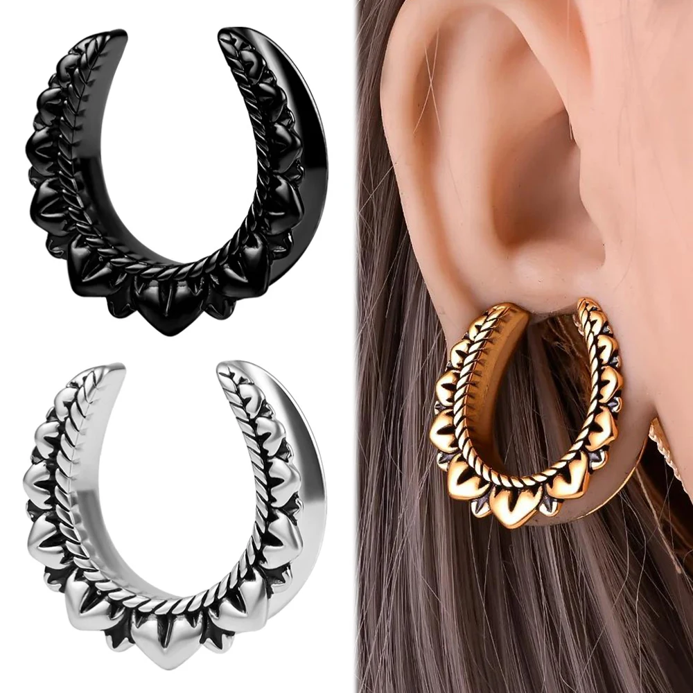 

6PCS/lot Saddle Ear Tunnels Plugs Gauges Piercing Ring Studs Stretchers Body Piercing Jewelry Fashion Earrings Expander