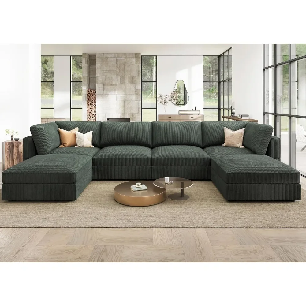 

Modular Sectional Couch with Storage Corduroy Sectional Sofa with Chaise U Shaped Sectional Couches for Living Room, Sefa