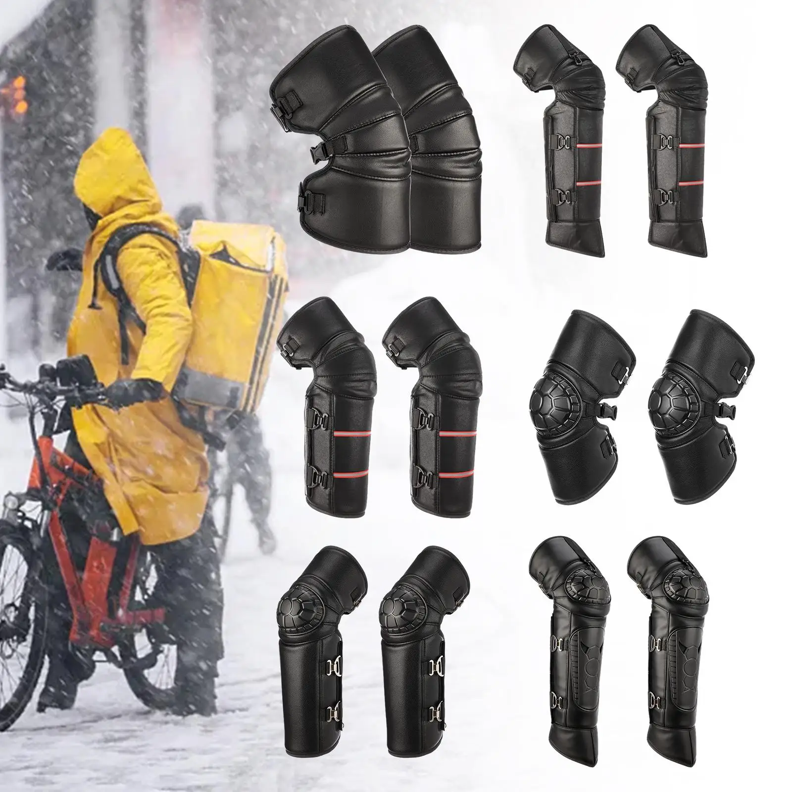 Winter Warm Motorcycle Knee Pads Knee Guards Practical Portable Trendy Motorcycle Knee Shin Guards for Outdoor Sports