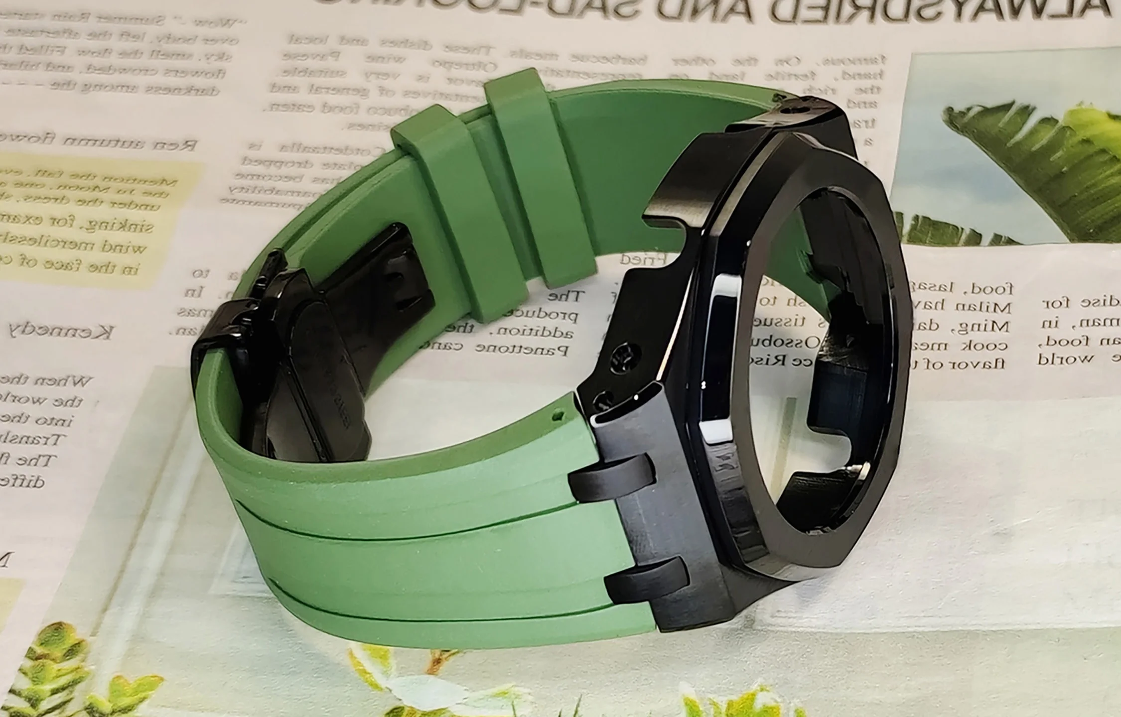 Casioak GA2100 GA2110 rBlack shell blue green silicone strap Case Set Mod Kits steel Strap AP