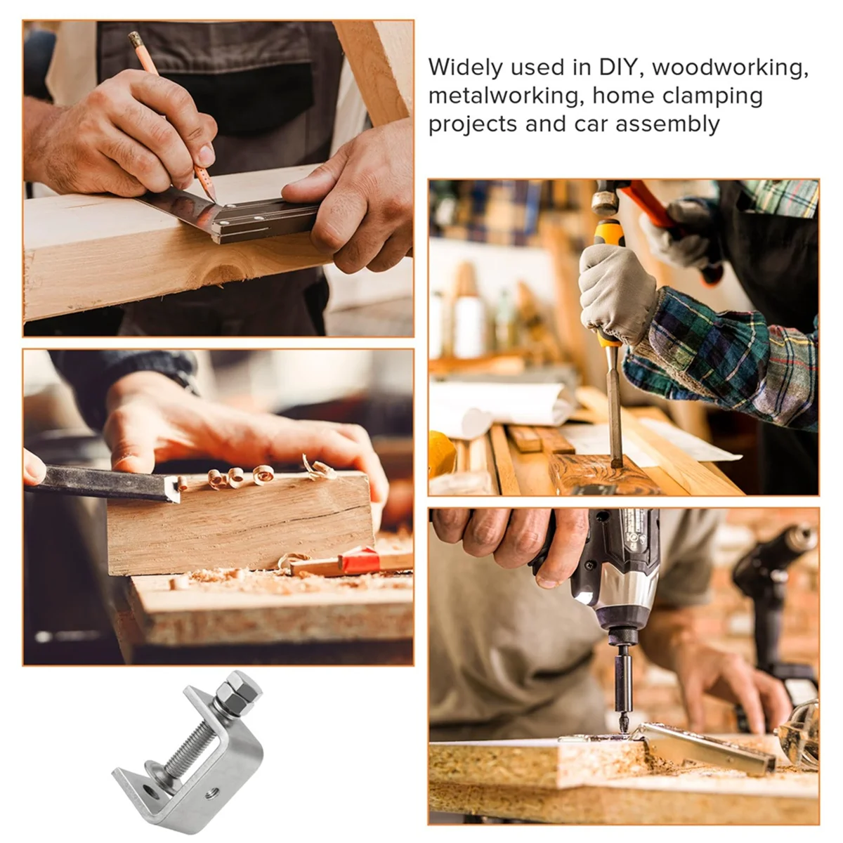 คีมหนีบเหล็กสแตนเลสรูปเสือ304 2ชิ้นตัวหนีบงานไม้ตัวซีสำหรับงานหนัก Welding-45mm