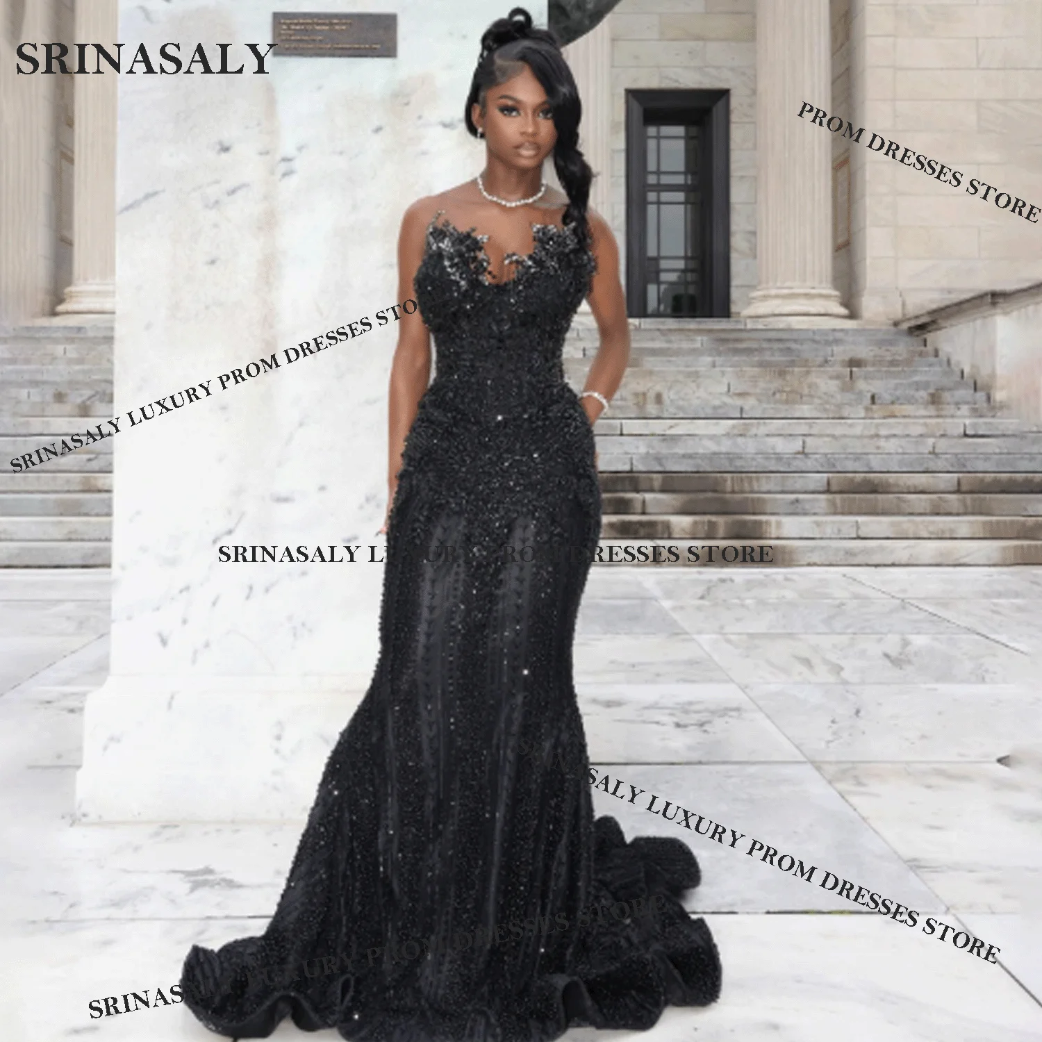 

Африканское изысканное вечернее платье-русалка с бриллиантами, изготовленное на заказ для чернокожих девушек, вечернее платье ручной работы, праздничное платье на день рождения, Robe De Soiree