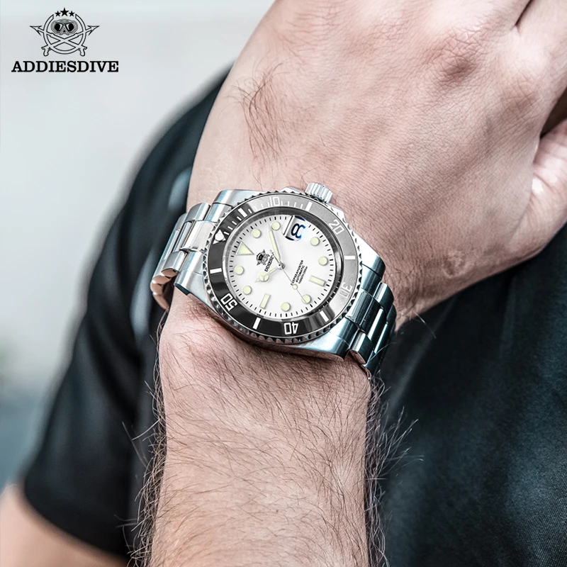 

ADDIESDIVE Men's Automatic Watch Business NH35 Sapphire 200m Diver Mechanical Watches Luxury Luminous Stainless Steel Wristwatch