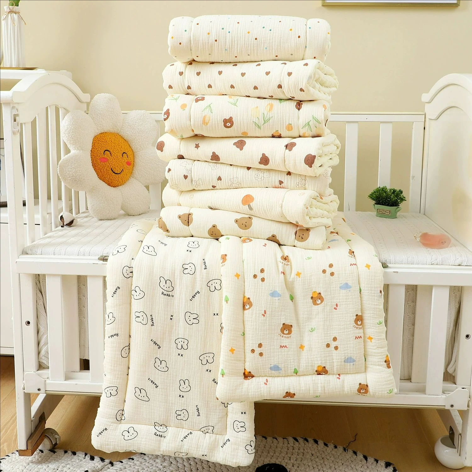 الكرتون الدب عربة طفل وسادة مقعد القطن لينة الوليد وسادة مقعد السيارة الرضع يدفع باليدين فراش حصيرة طفل عربة الملحقات