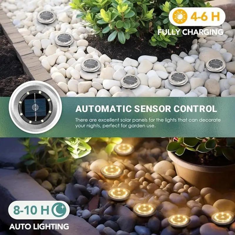 New Lawn Lights 8LED Solar Outdoor Garden Waterproof Decorative For Path Park Way Yard Floor Under Ground Spot Lamp Highlight