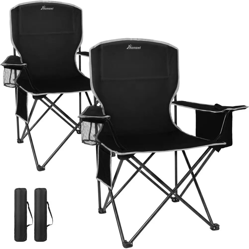 Lightweight 2Pcs Camping Chairs or Adults, olding Lawn Chair with 4-Can Cooler Bag, Cup Holder,Collapsible Portable Outdoor Chai