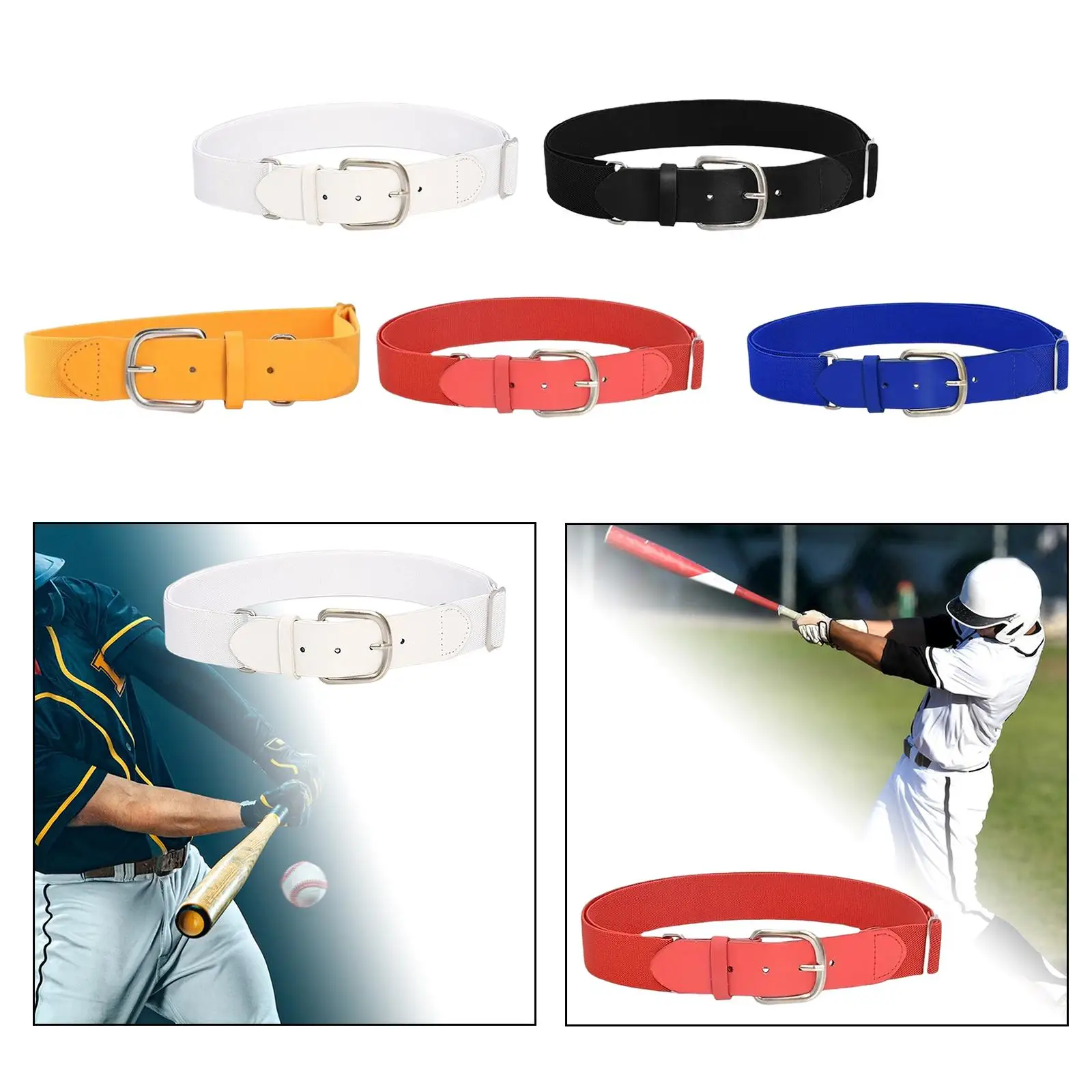 Unisex Elastic Belt with Buckle for Baseball Softball Women Men Adjustable Waistband PU Leather Sports Outdoors Youth Accessory