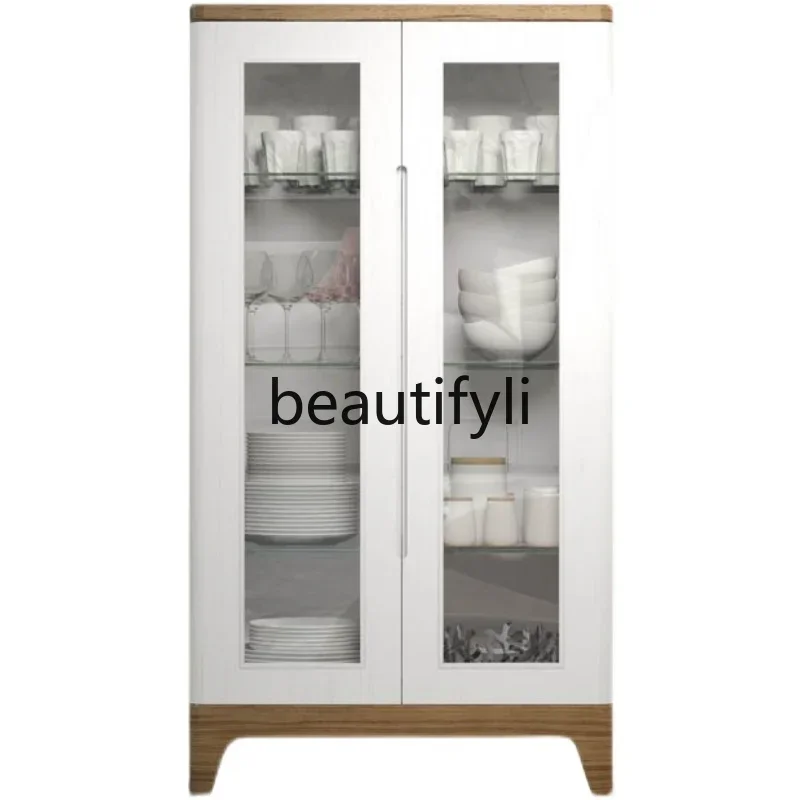 

American light luxury solid wood wine cabinet dining side cabinet simple French storage wall living room display cabinet