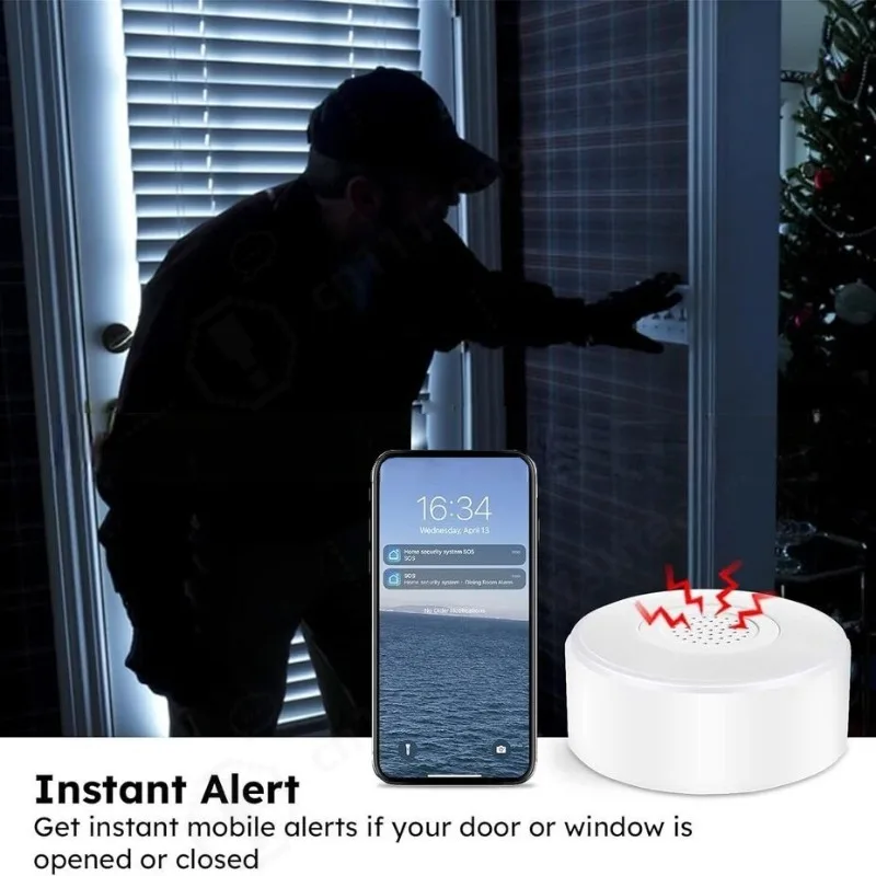 Wireless Sound Light Alarm, Smart WiFi Home Security Alarm System, Remote Control Via Mobile Phone For House Safety