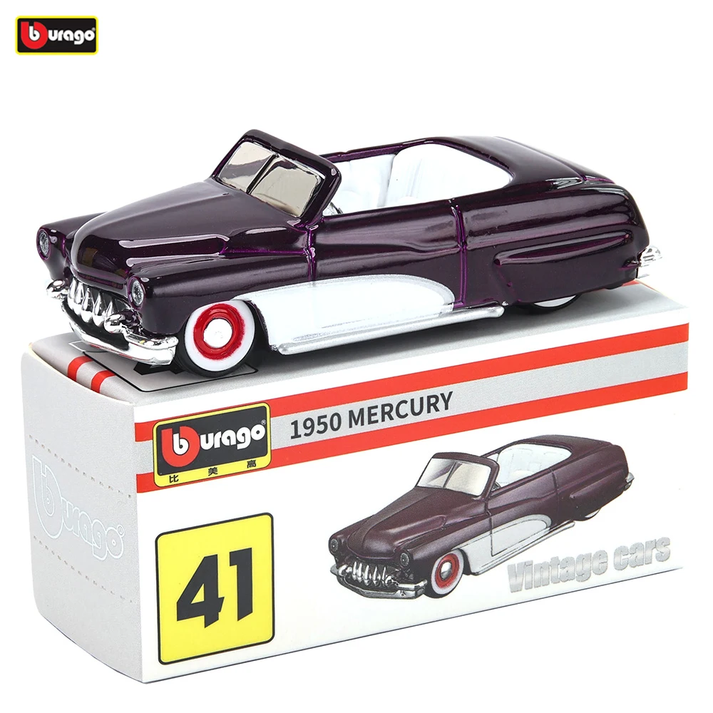 Bburago 1950 MERCURY Bugatti Lamborghini Cadillac Benz BMW Scale Car Model Replica Collection Kids Xmas Gift Toys for Boys