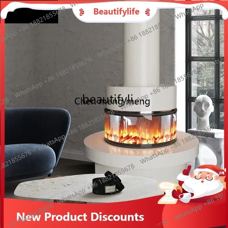 03 Round fireplace core simulation fire led flame light household living room decoration background wall
