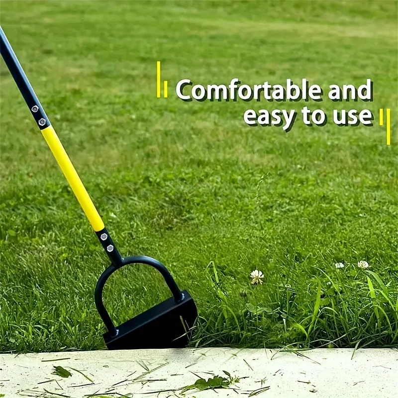 42.2-inch Manual Lawn Edger, Carbon Steel Serrated Grass Pathway Trimmer, Long Semi-Circular Hand Edging Shovel For Easy Use