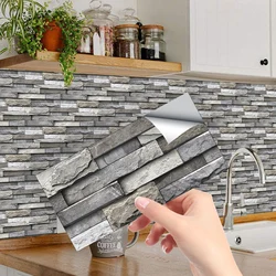 20/10pcs Imitation Stone Tile Wall Sticker Vinyl Wallpaper Home Decoration For Kitchen Bathroom Self-adhesive Waterproof Decals