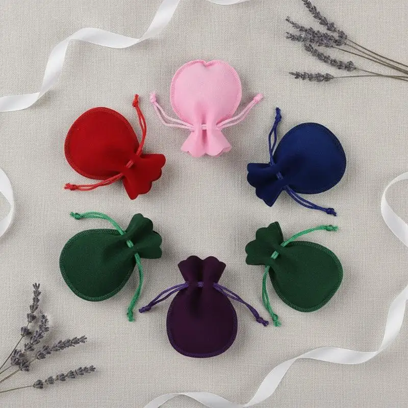 10pcs Colorful Gourd Velvet Gift Bags Drawstring Closure Jewelry Storage Pouches for Festival Souvenir Packaging