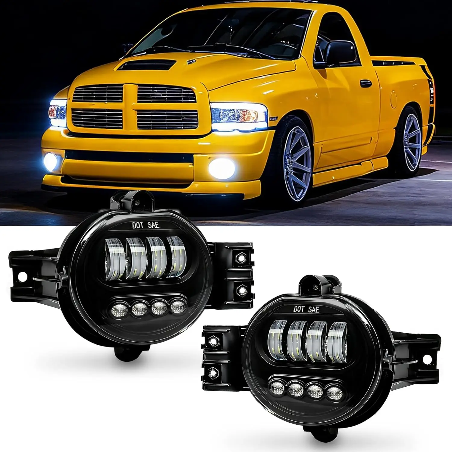 

LED Fog Light for Dodge Ram 1500 2002-2008 LED Fog Lamp for 2003-2009 Ram 2500 3500 & 2004-2006 Durango Pickup Upgrade Modified