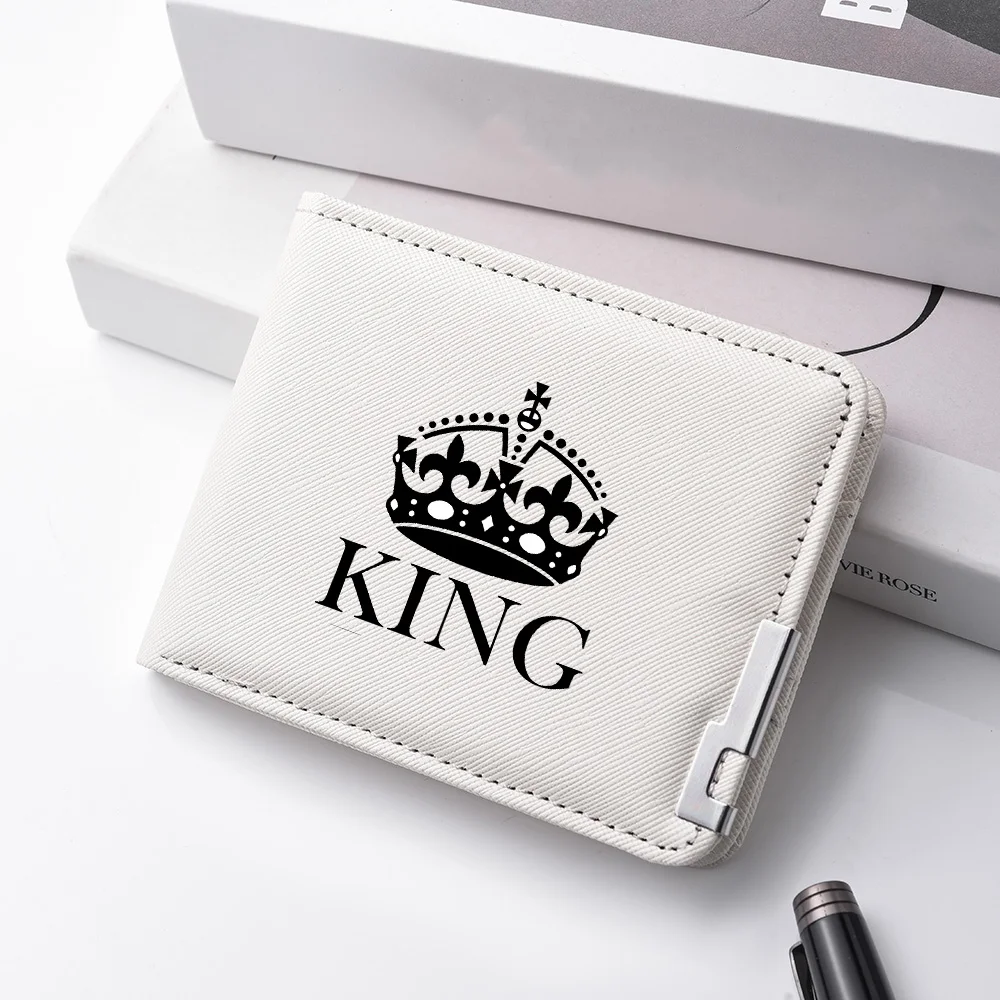 Klassische Herren-Geldbörse mit Doppeltasche und Königskronen-Buchstabenmuster für Kreditkarten, lässige Herrentasche