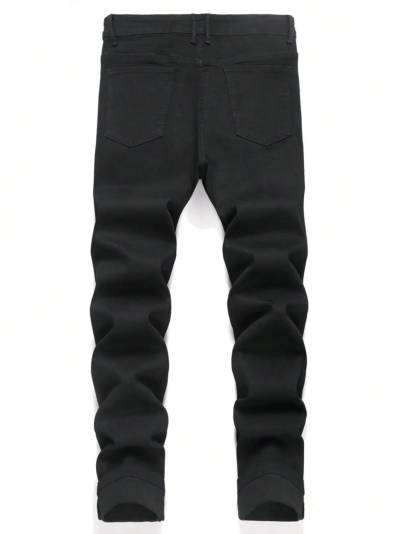 Strass alla moda da uomo - Jeans skinny elasticizzati neri impreziositi, stile quattro stagioni