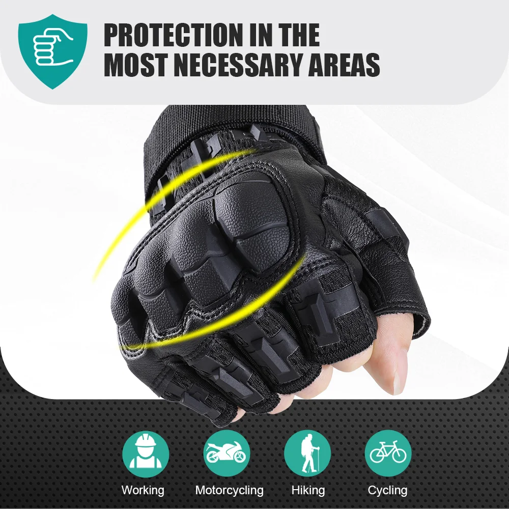 Outooor Tactical Fingerless Gloves Hard Shell Sports Paintball Airsoft Hunting Combat Riding Hiking Cycling Anti-skid Gear Men