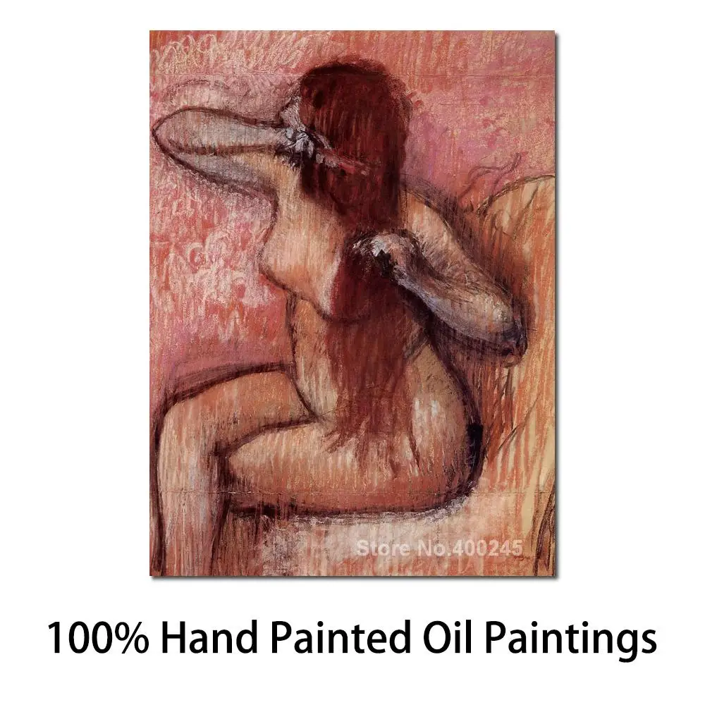 

Seated Nude Combing Her Hair Edgar Degas Painting Classical Art Hand Painted High Quality