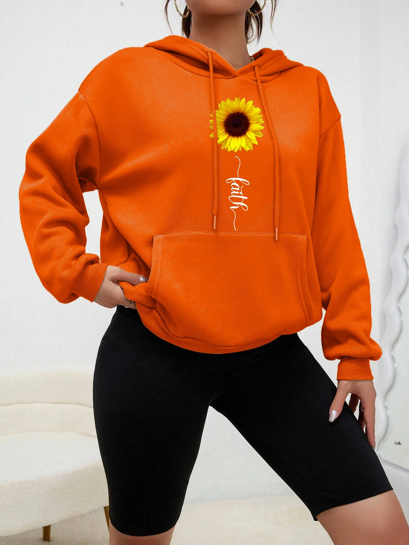 The Sunflower Of Hope Beauty Print Hoody Women Fashion Multicolor Clothing All-Match Pocket Hoodie Autumn Female Sportswear