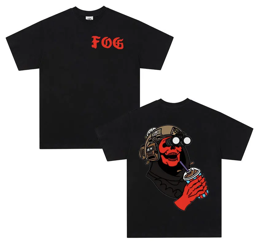 

Forward Observations Group Death Skeleton Graphics T Shirts Men's Vintage Oversized T-shirts Hip Hop Gothic Short Sleeve T-shirt