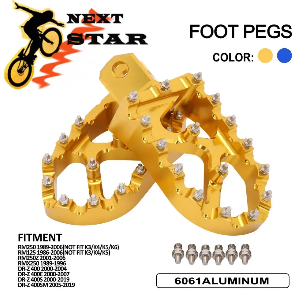 Motorcycle CNC Foot Pegs Rests Footrest Footpeg Pedals For RM250 RM125 RM250Z RMZ RMX 250 RMX250 1989-2006 DRZ400 DRZ E S SM