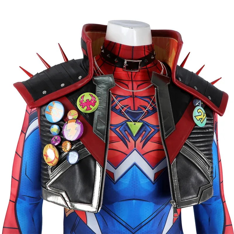 

New disguised punk role-playing costume Zentai jumpsuit leather suit 3D printed elastic Halloween carnival outfit sf/1