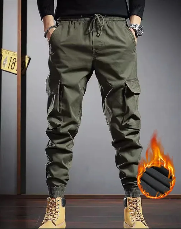 Cotton pants for men with thick fleece and warm pants  worn with pure cotton as the base  cool and extra thick  windproof in win