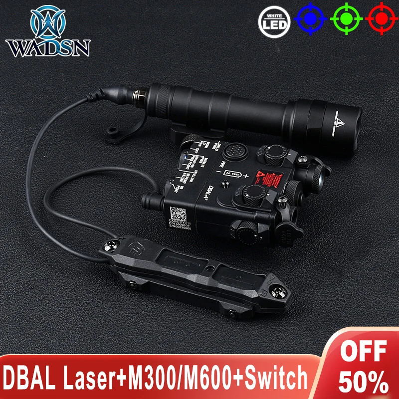 WADSN DBAL-A2 Laser Red Green Blue Dot M300A M600U White Light LED Scout Light With Dual Function Switch For 20mm Picatinny Rail