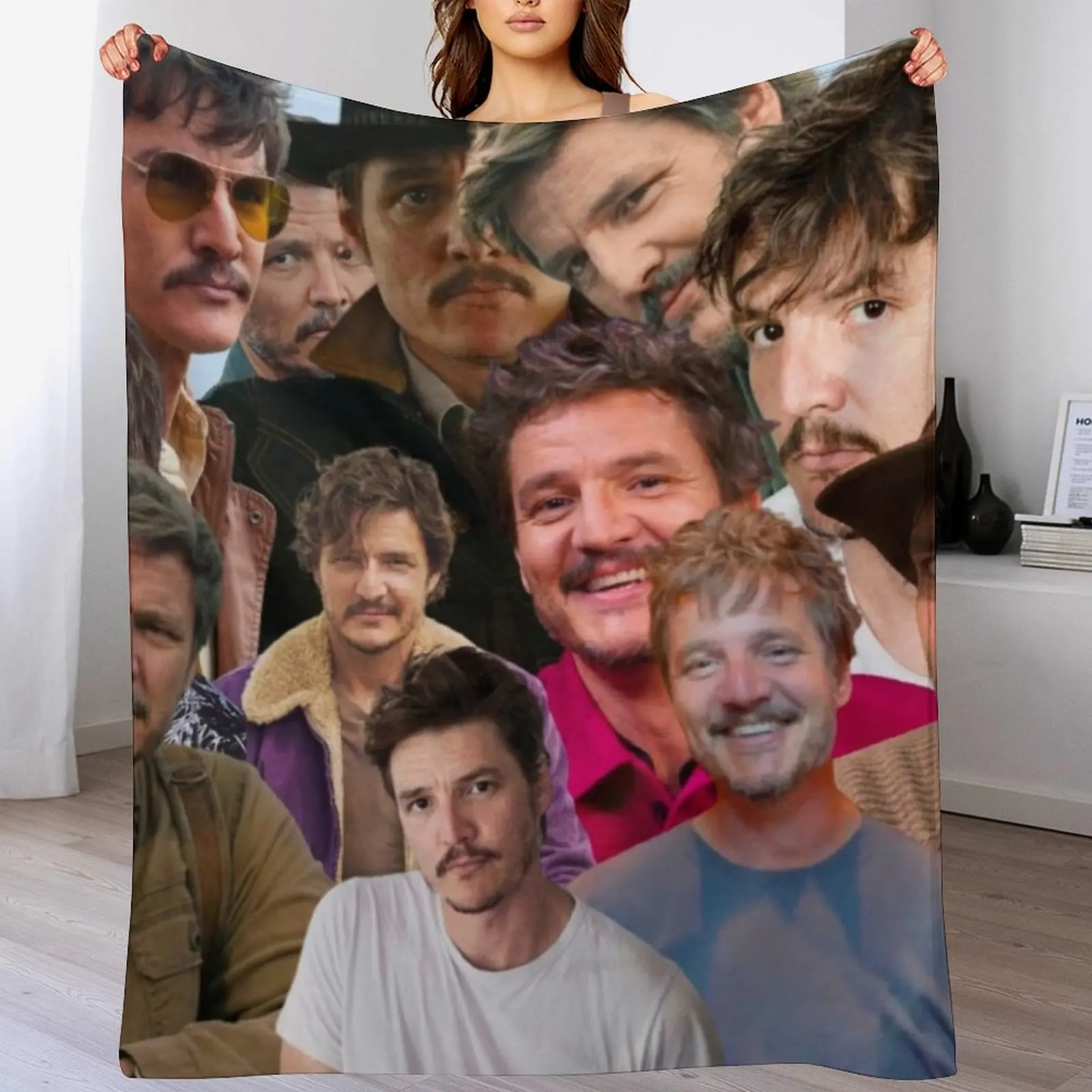 

Pedro pascal Throw Blanket Warm Flannel Blanket for Couch Chair Bedroom