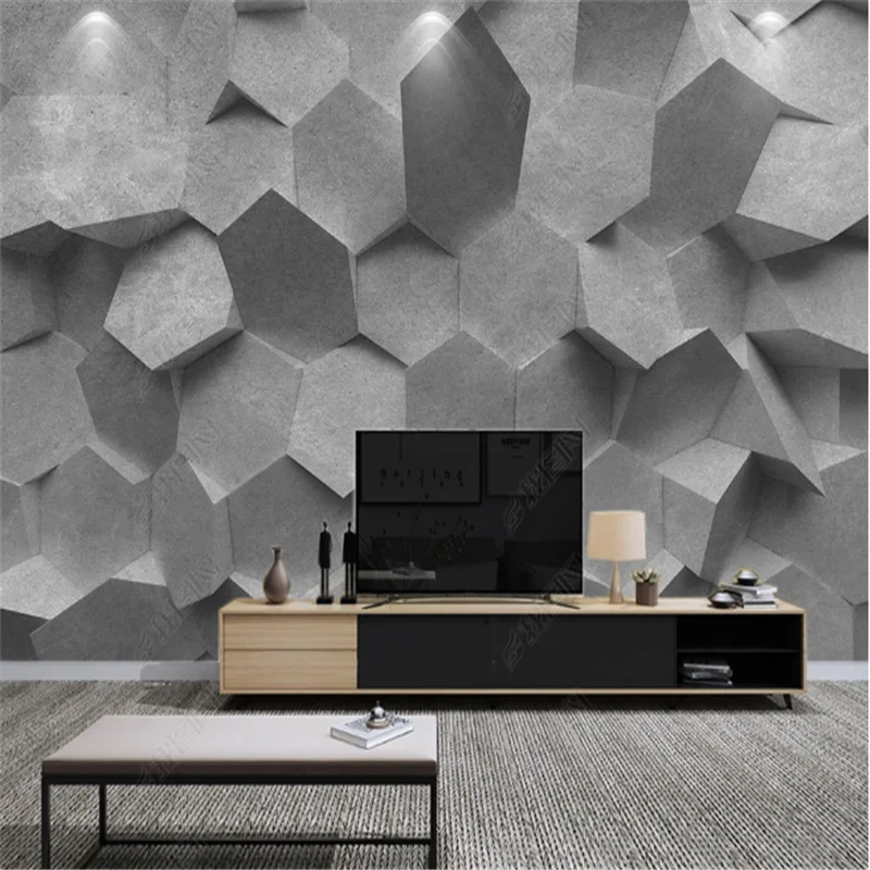 Modern Atmospheric Nordic Mural Three-dimensional Gray Geometric Wallpaper For Living Room Sofa Background Wall Paper Home Decor