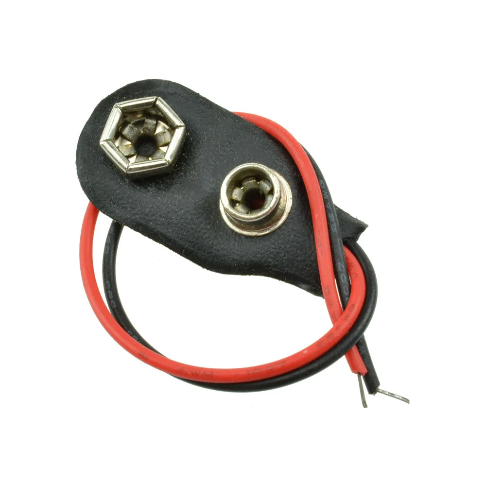 5 個 10 個 9V バッテリースナップコネクタクリップリード線ホルダー黒赤ケーブルワイヤー長さ 10 センチメートル