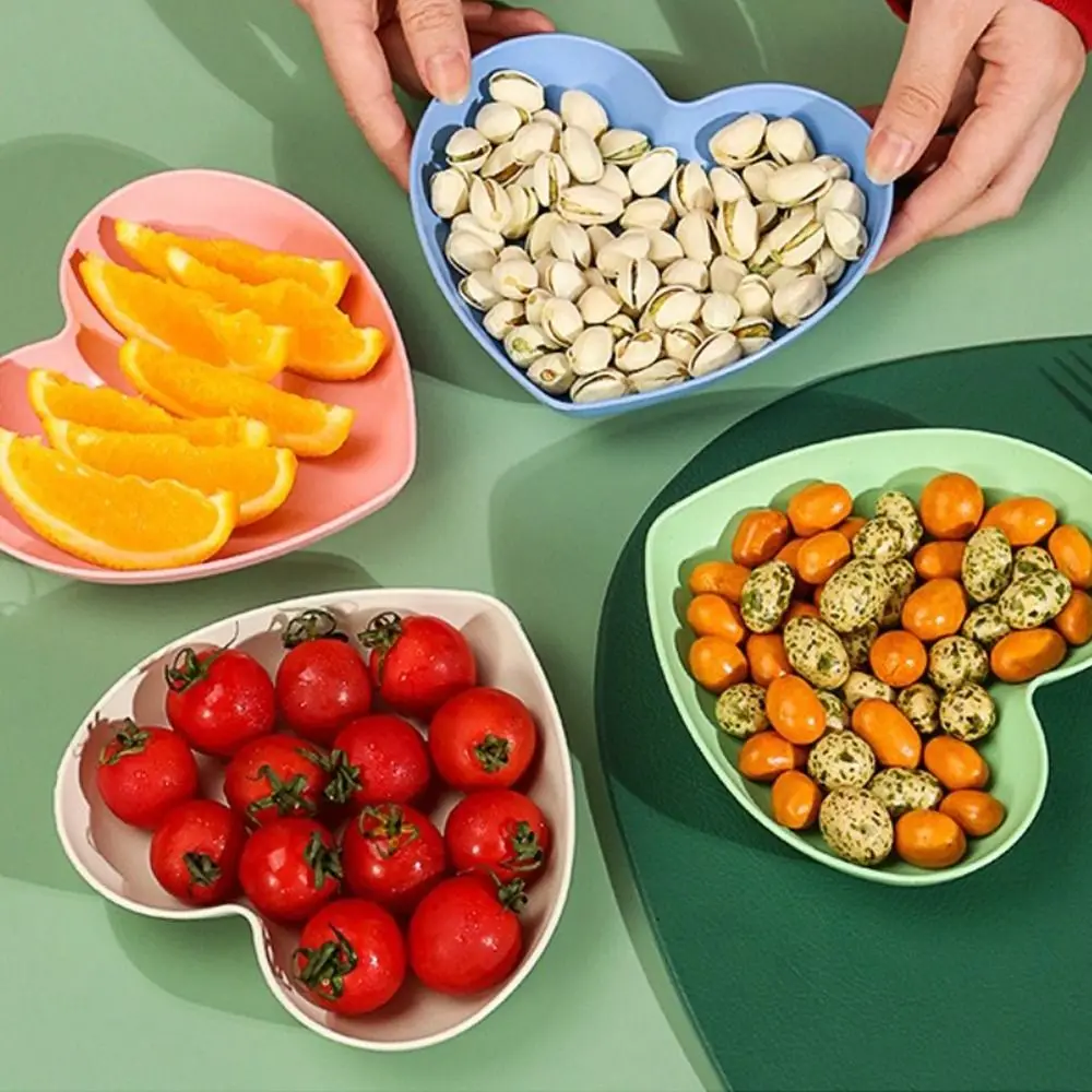 Heart Shaped Dinner Plate Storage Box Food Grade PP Material Dried Fruit Plate Candy Plate Container Snack Tray