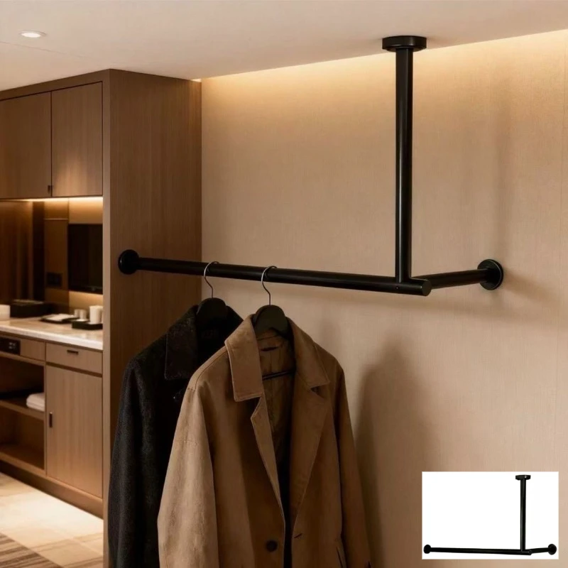 Wall Mounted Clothes Rail Strong Load Bearing Stainless Steel Durable Clothes Racks Nordic Modern Minimalist Style Home Storage