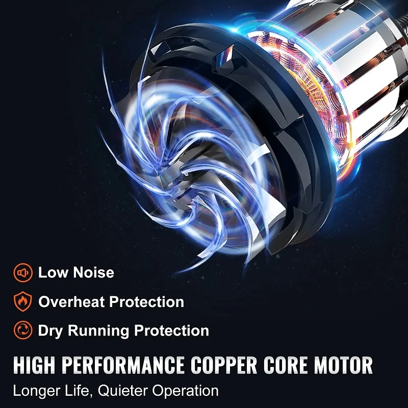 VEVOR RV draagbare versnipperaarpomp, 12V, 12GMP RV-afvalpomp met snelle ontgrendeling, RV-rioolpomp met afneembare snelle verbinding