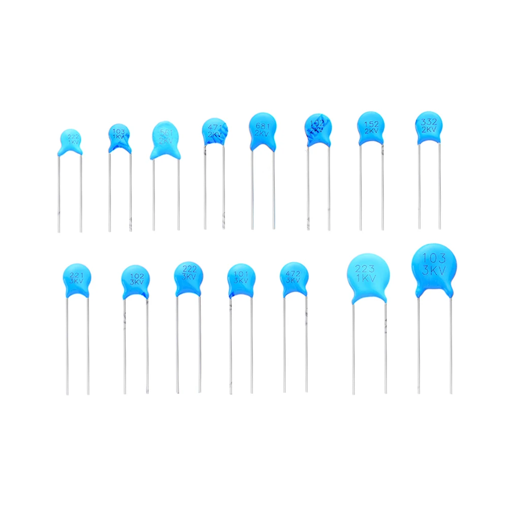 20PCS 1KV 2KV 3KV Radial Lead 100PF 10NF 10PF High Voltage Ceramic Disc Capacitor Multiple Capacitance Options 1NF 2.2NF 33PF
