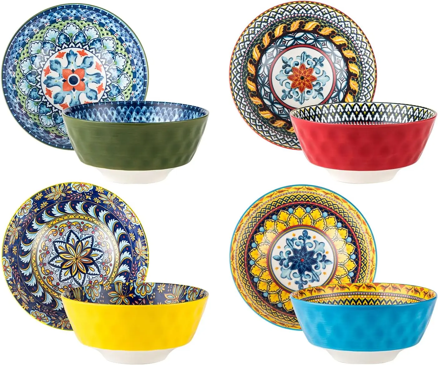 

Ceramic Soup, Cereal Bowls Set of 4-25 Oz Colorful Serving Bowls for Kitchen - Porcelain Bowls for Cereal, Pasta, Salad, Dishwas