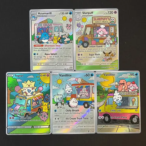 TCG 5Pcs Azumarill Vanillite Togepi Slurpuff Collection Holo Game Cards  Gift Art  Flash Card Toys