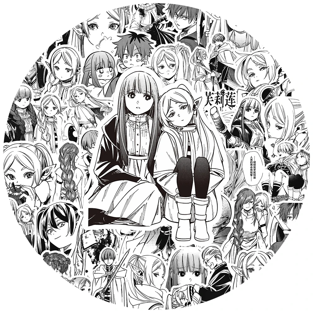 

10/30/82pcs Black White Anime Frieren Beyond Journey End Stickers Cartoon Decals Helmet Scrapbook Laptop Waterproof Cool Sticker